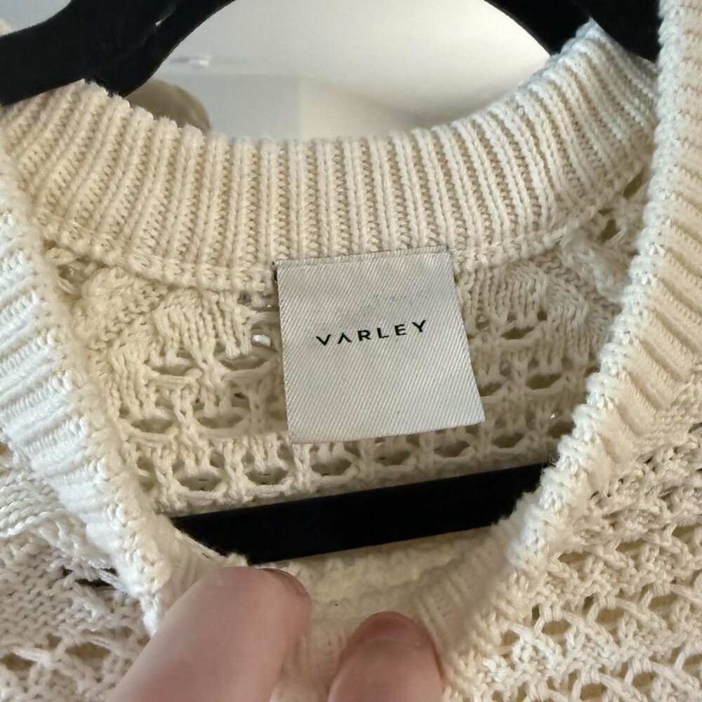 Varley Cream Open-Knit Short Sleeve Sweater - Picture 2 of 7